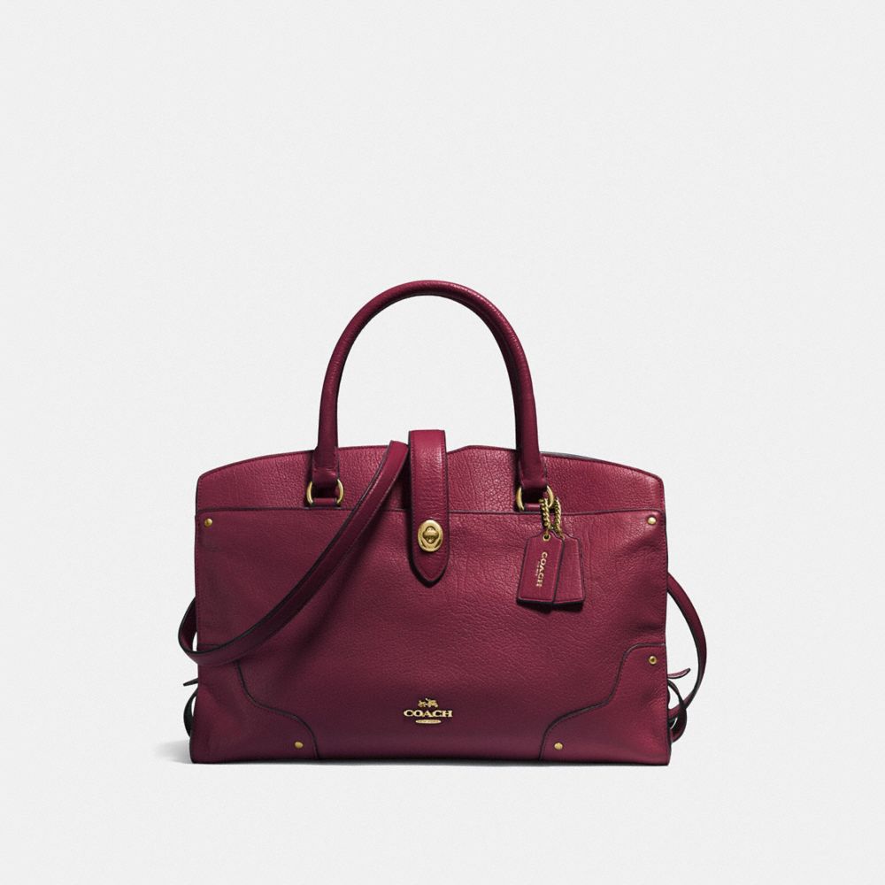 MERCER SATCHEL - F37167 - BURGUNDY/LIGHT GOLD