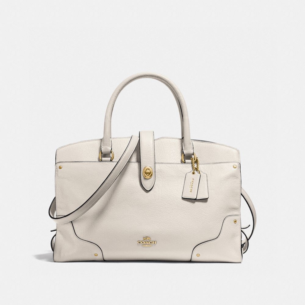 COACH MERCER SATCHEL IN GRAIN LEATHER - LIGHT GOLD/CHALK - F37167