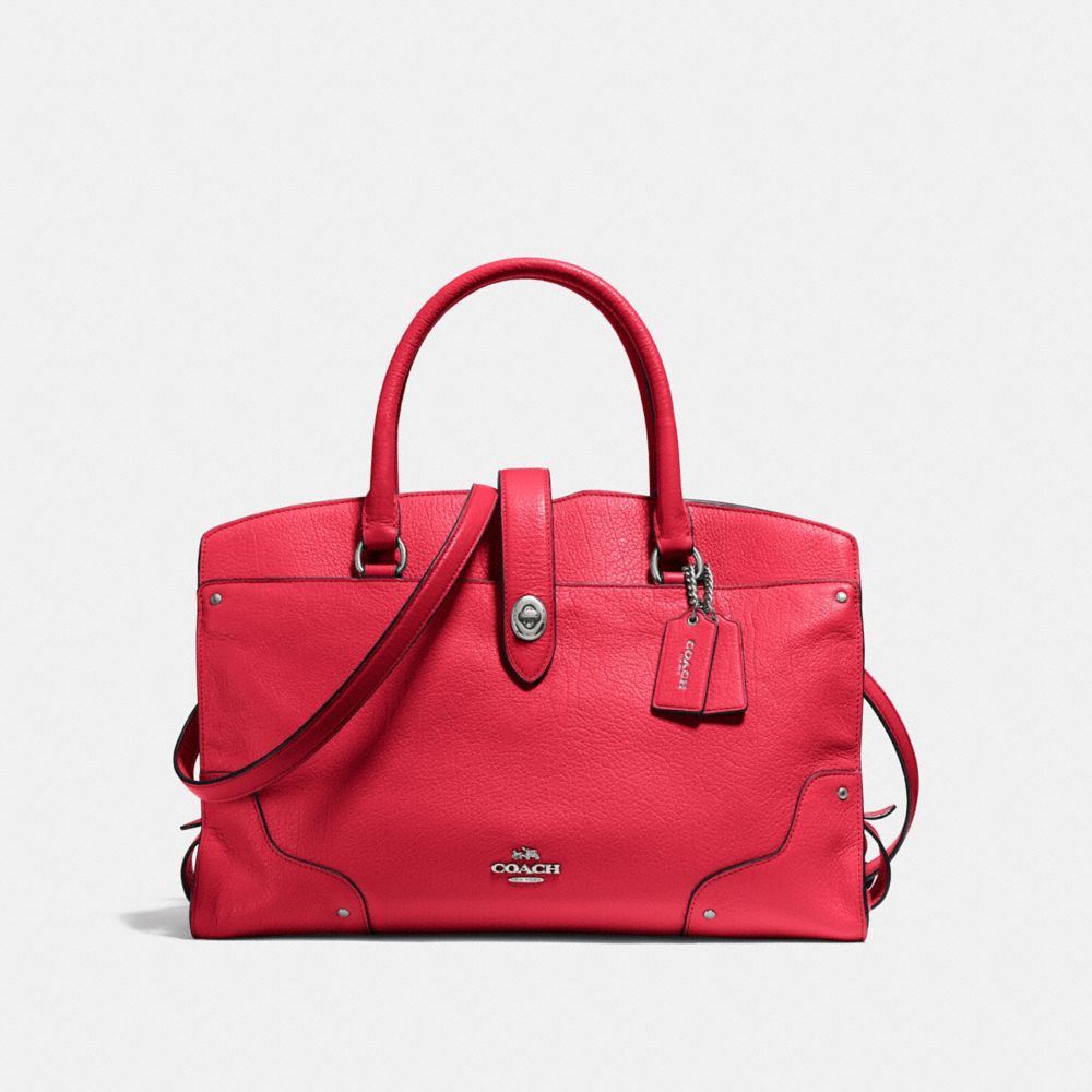 COACH F37167 Mercer Satchel TRUE RED/SILVER