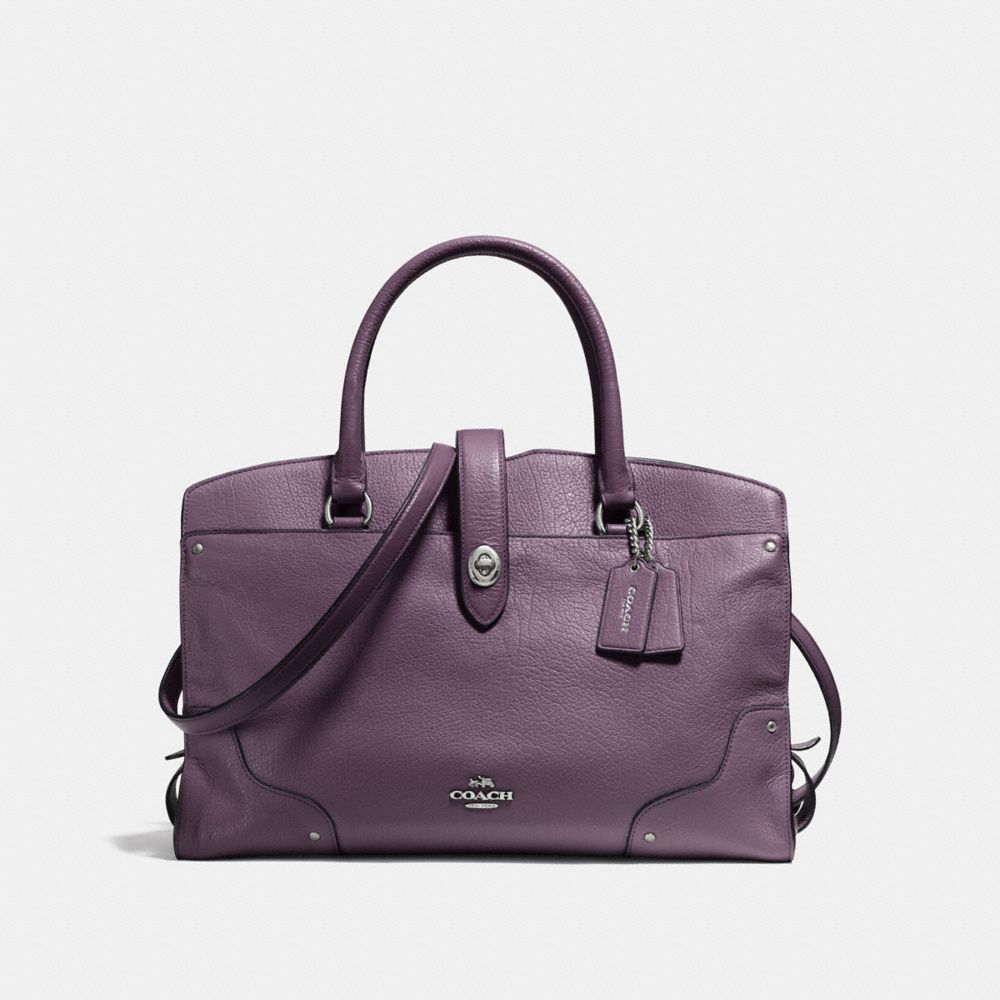 COACH MERCER SATCHEL IN GRAIN LEATHER - SILVER/EGGPLANT - f37167