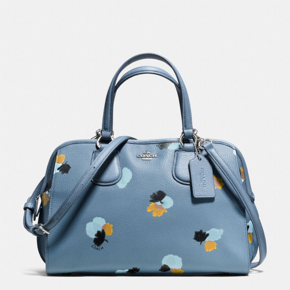 COACH F37176 NOLITA SATCHEL IN FLORAL PRINT PEBBLE LEATHER SILVER/CORNFLOWER/FIELD-FLORA