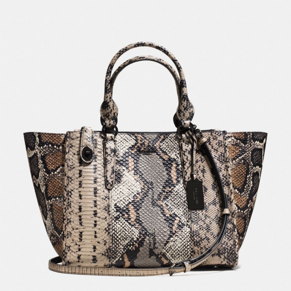 CROSBY CARRYALL IN PIECED EXOTIC EMBOSSED LEATHER - f37177 - DARK GUNMETAL/FOG MULTI