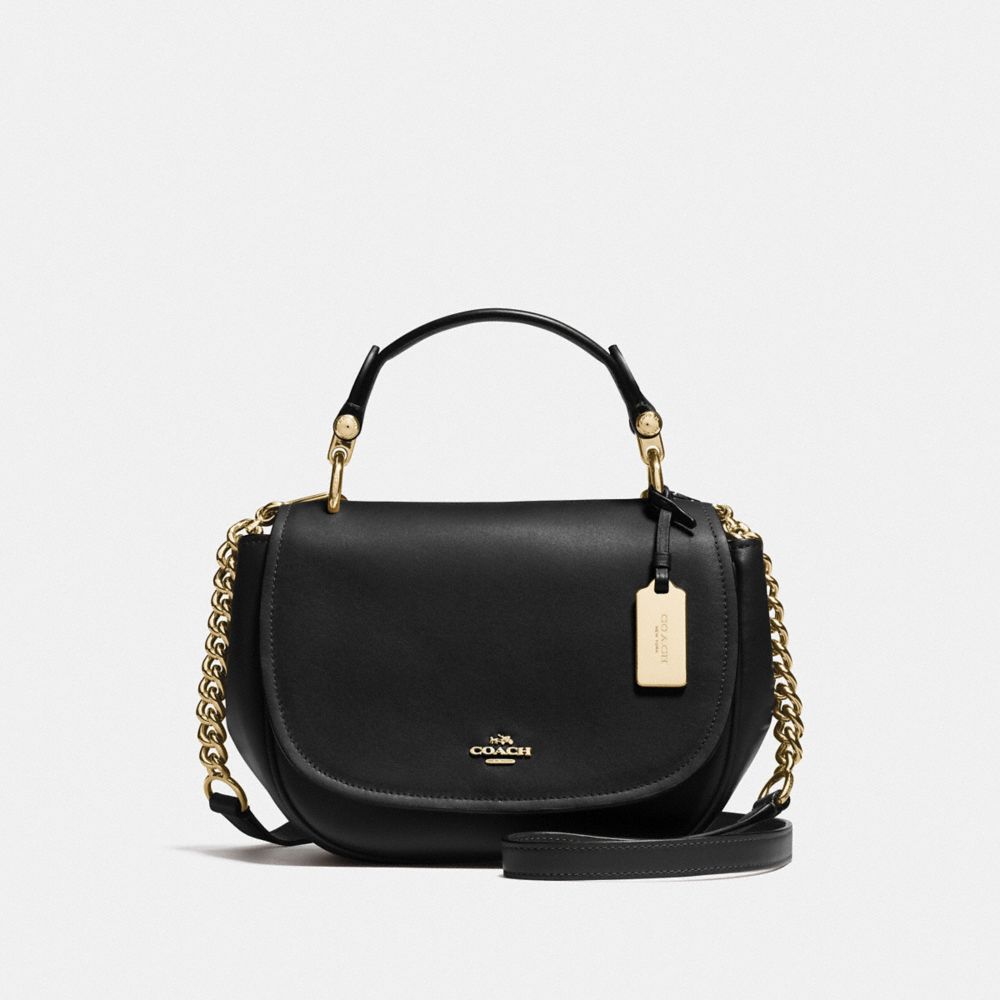 COACH NOMAD TOP HANDLE CROSSBODY IN GLOVETANNED LEATHER - LIGHT GOLD/BLACK - COACH F37180