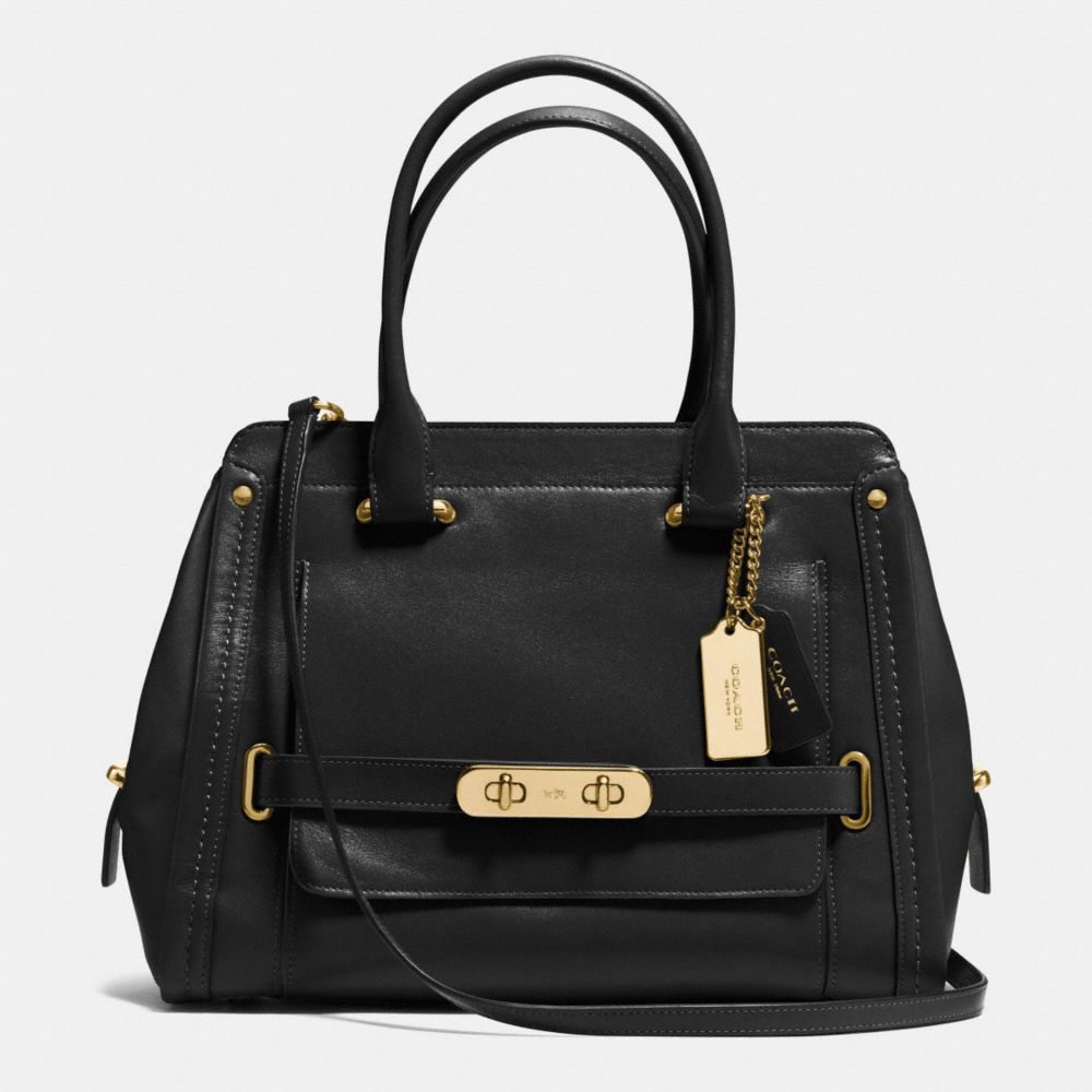 COACH SWAGGER FRAME SATCHEL IN CALF LEATHER - LIGHT GOLD/BLACK - COACH F37182