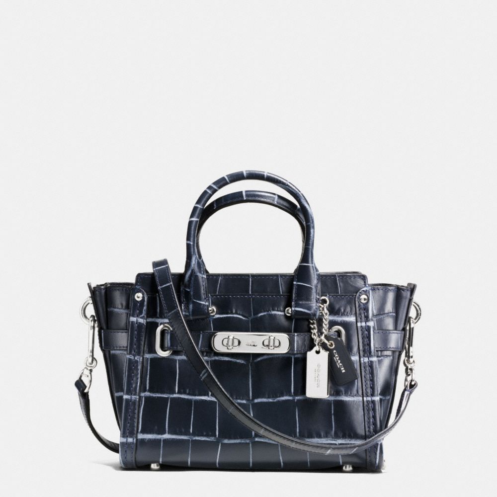 COACH SWAGGER 20 IN CROC EMBOSSED DENIM LEATHER - f37186 - SILVER/DENIM