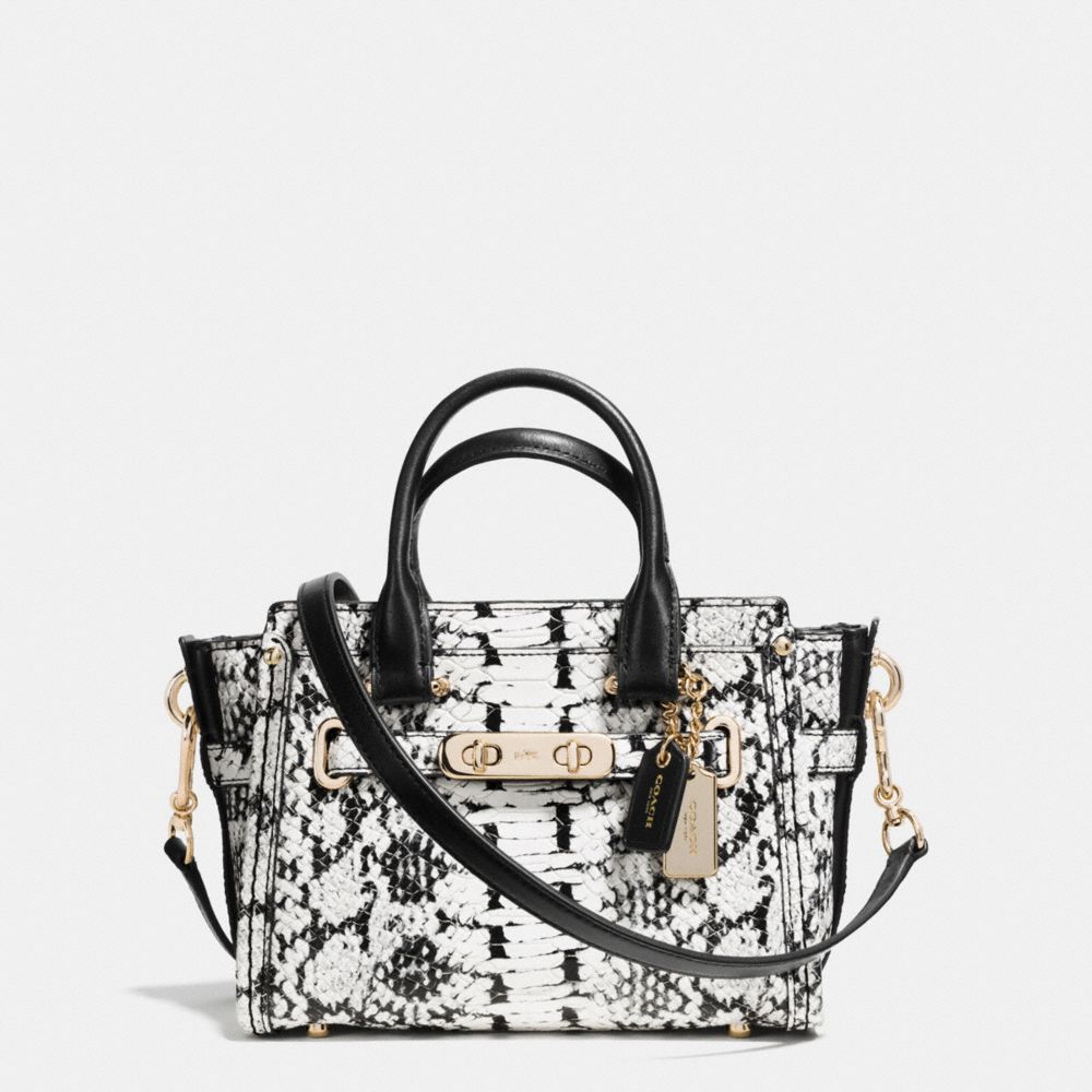 COACH SWAGGER 20 IN COLORBLOCK EXOTIC EMBOSSED LEATHER - f37187 - LIGHT GOLD/BLACK