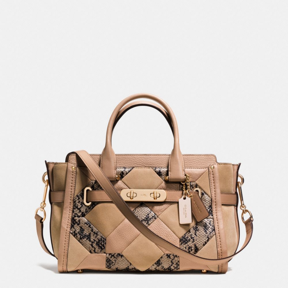 COACH F37188 Coach Swagger 27 In Patchwork Exotic Embossed Leather LIGHT GOLD/BEECHWOOD