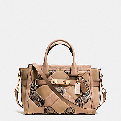 COACH COACH SWAGGER 27 IN PATCHWORK EXOTIC EMBOSSED LEATHER - LIGHT GOLD/BEECHWOOD - f37188