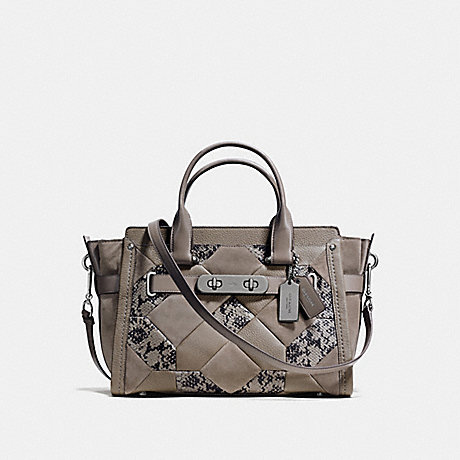 COACH COACH SWAGGER IN PATCHWORK EXOTIC EMBOSSED LEATHER - DARK GUNMETAL/FOG - f37190