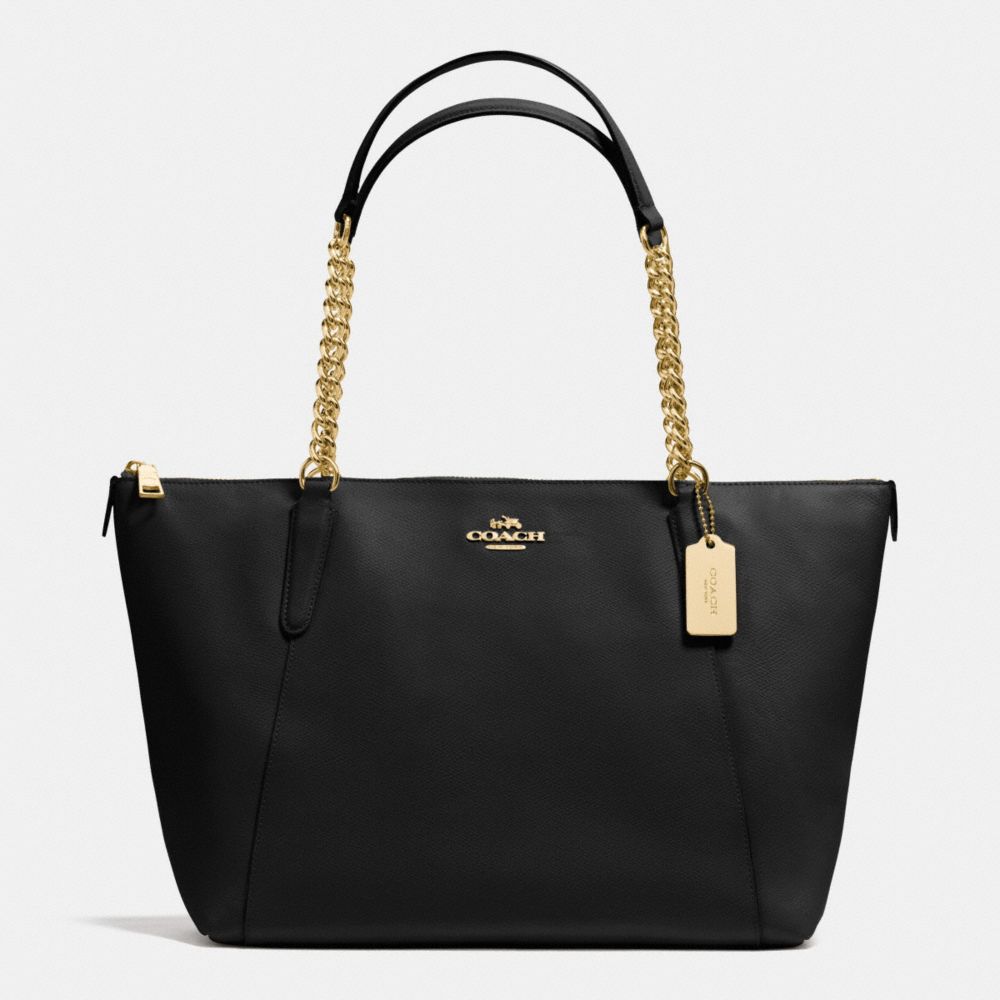 COACH F37201 AVA CHAIN TOTE IN CROSSGRAIN LEATHER IMITATION-GOLD/BLACK