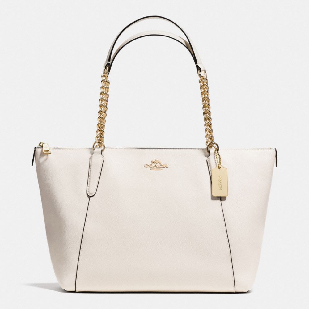 AVA CHAIN TOTE IN CROSSGRAIN LEATHER - f37201 - IMITATION GOLD/CHALK