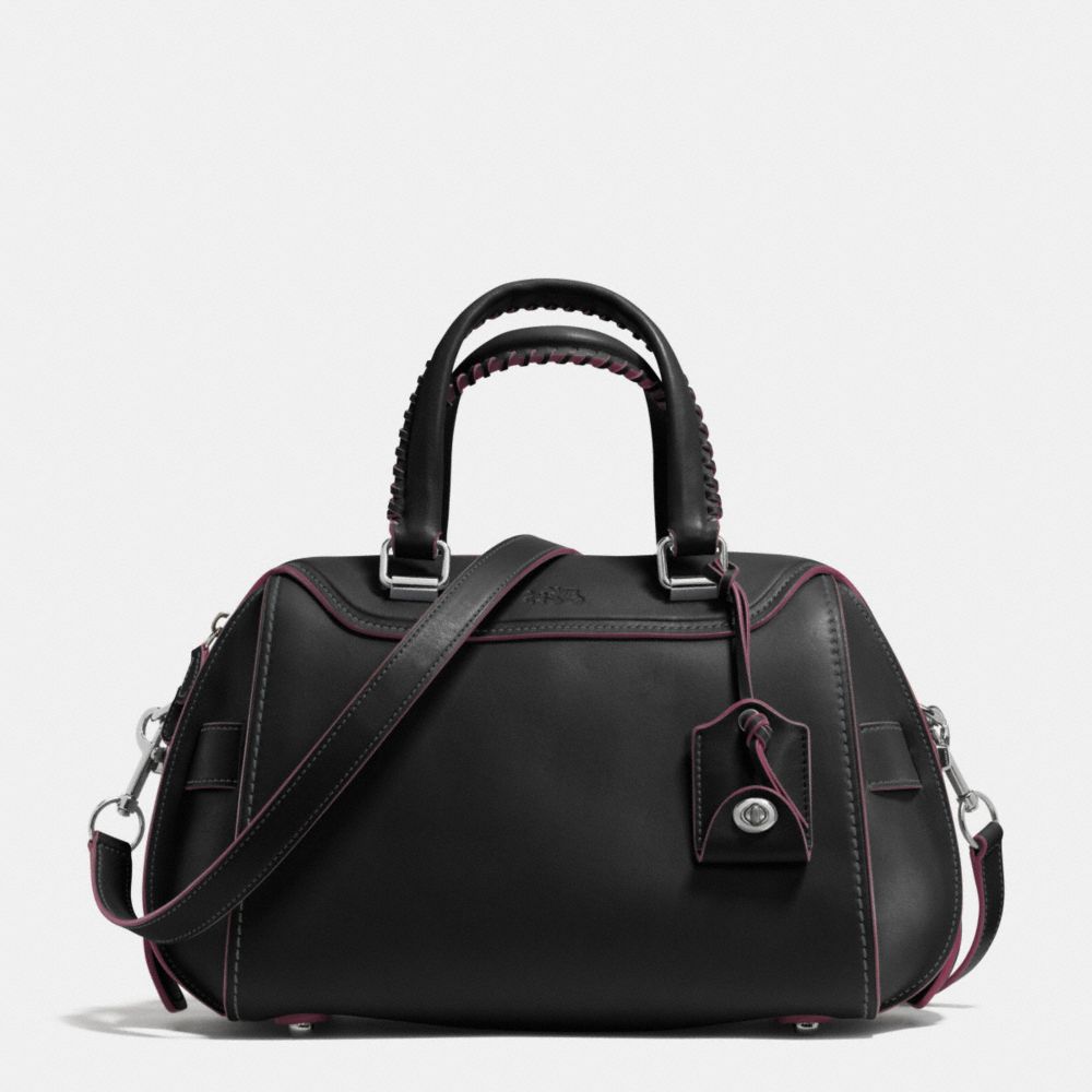 ACE SATCHEL IN GLOVETANNED LEATHER - f37212 - LIGHT ANTIQUE NICKEL/BLACK