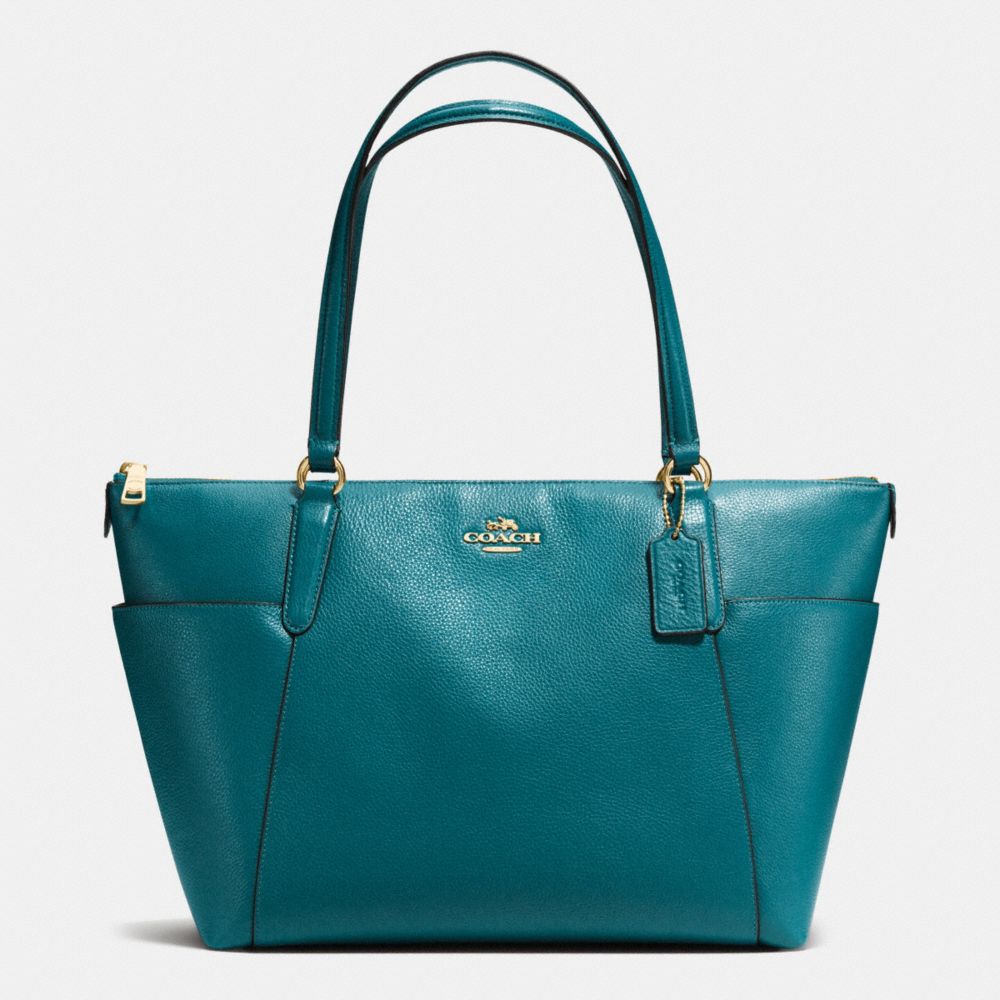 AVA TOTE IN PEBBLE LEATHER - f37216 - IMITATION GOLD/ATLANTIC