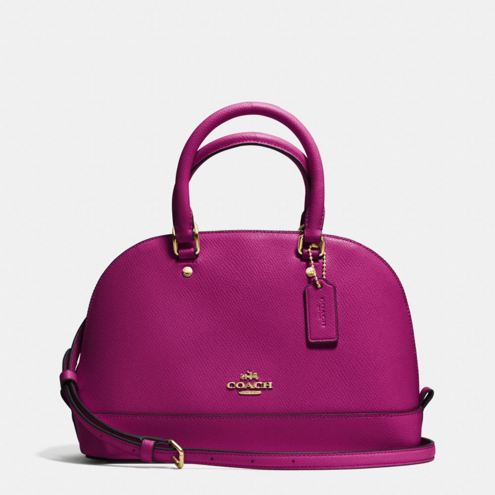 COACH F37217 MINI SIERRA SATCHEL IN CROSSGRAIN LEATHER IMITATION-GOLD/FUCHSIA