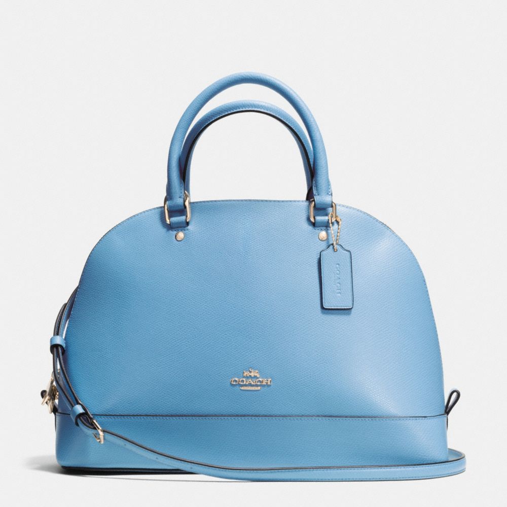 SIERRA SATCHEL IN CROSSGRAIN LEATHER - f37218 - IMITATION GOLD/BLUEJAY