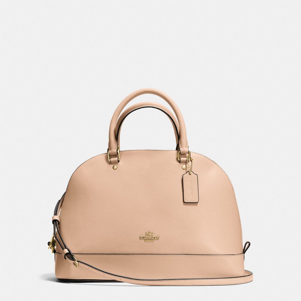 SIERRA SATCHEL IN CROSSGRAIN LEATHER - f37218 - LIGHT GOLD/BEECHWOOD