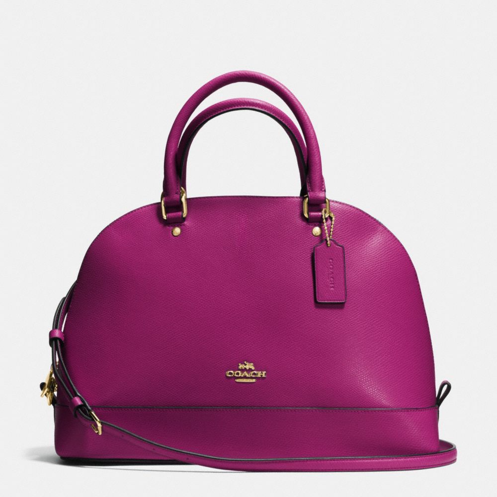 COACH F37218 Sierra Satchel In Crossgrain Leather IMITATION GOLD/FUCHSIA