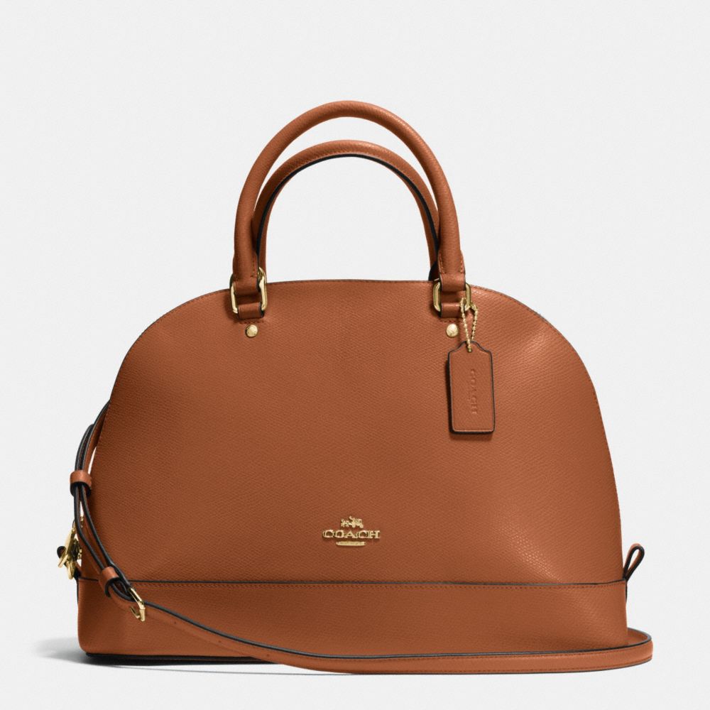 SIERRA SATCHEL IN CROSSGRAIN LEATHER - f37218 - IMITATION GOLD/SADDLE