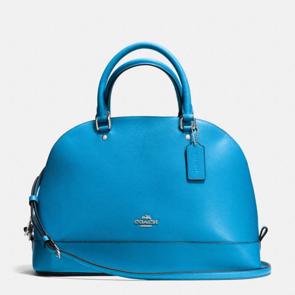 SIERRA SATCHEL IN CROSSGRAIN LEATHER - f37218 - SILVER/AZURE