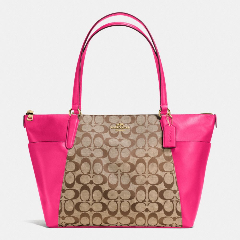 AVA TOTE IN SIGNATURE - IMITATION GOLD/KHAKI/PINK RUBY - COACH F37231