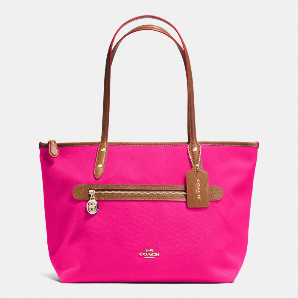 COACH f37237 SAWYER TOTE IN POLYESTER TWILL IMITATION GOLD/PINK RUBY