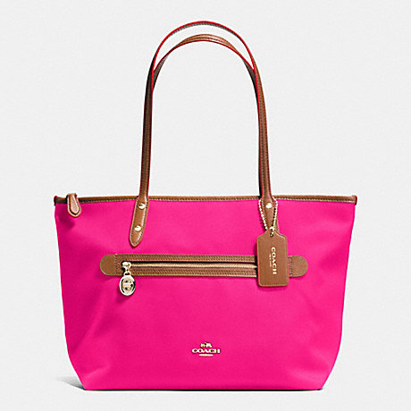 COACH f37237 SAWYER TOTE IN POLYESTER TWILL IMITATION GOLD/PINK RUBY