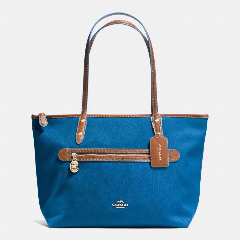 COACH F37237 Sawyer Tote In Polyester Twill IMITATION GOLD/BRIGHT MINERAL