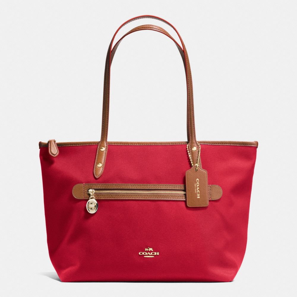 COACH SAWYER TOTE IN POLYESTER TWILL - IMITATION GOLD/CLASSIC RED - f37237