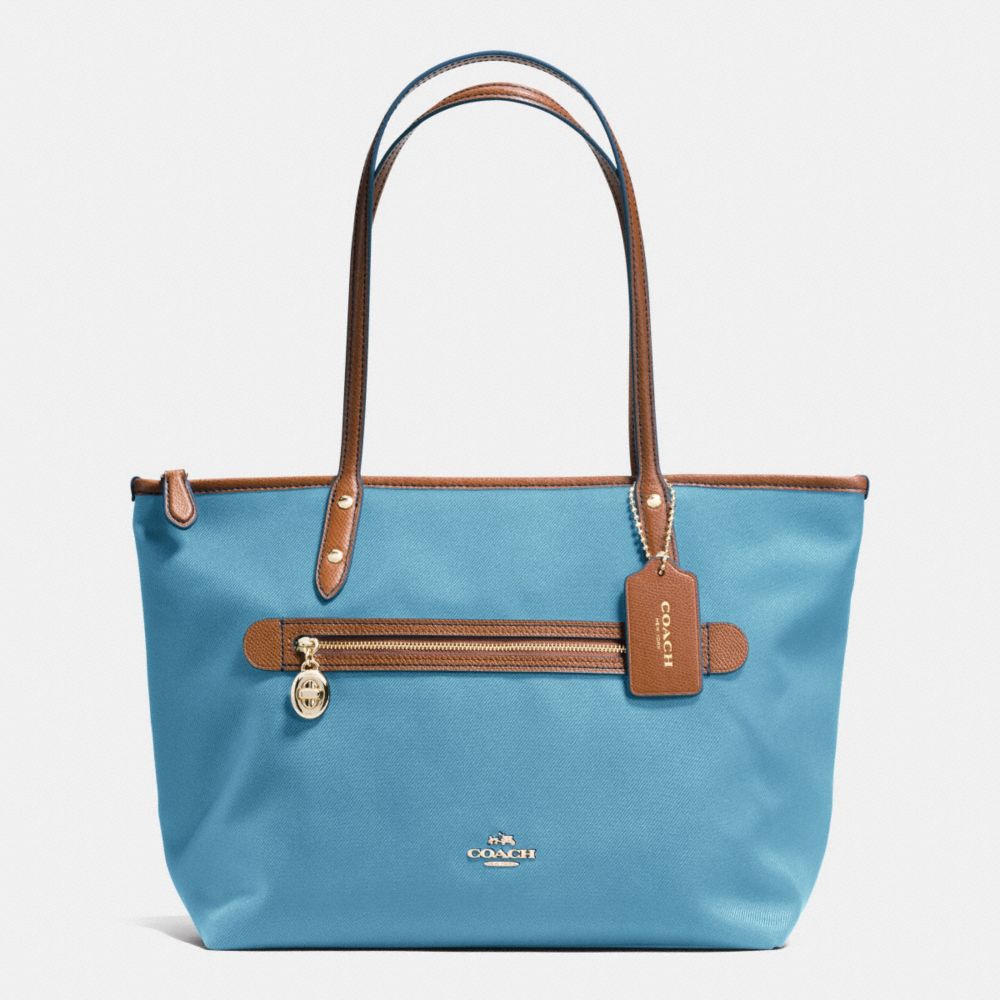 COACH F37237 Sawyer Tote In Polyester Twill IMITATION GOLD/BLUEJAY