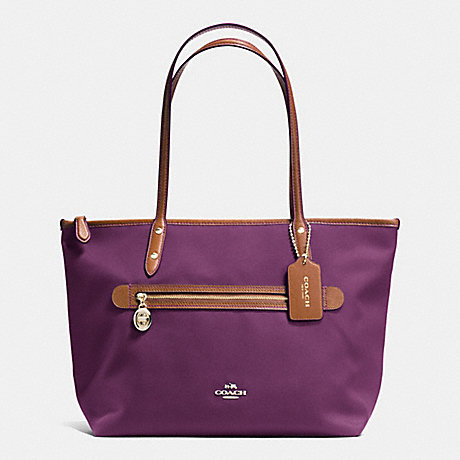 COACH f37237 SAWYER TOTE IN POLYESTER TWILL IMITATION GOLD/PLUM