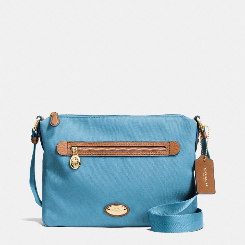 SAWYER CROSSBODY IN POLYESTER TWILL - IMITATION GOLD/BLUEJAY - COACH F37239