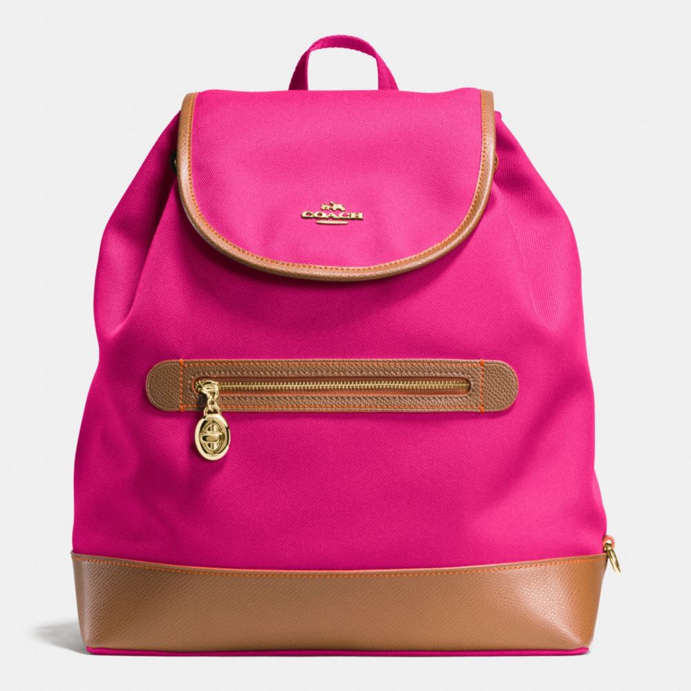 COACH F37240 Sawyer Backpack In Canvas IMITATION GOLD/PINK RUBY