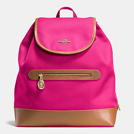 COACH f37240 SAWYER BACKPACK IN CANVAS IMITATION GOLD/PINK RUBY