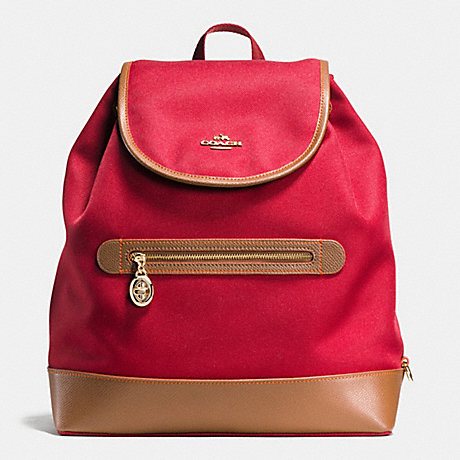 COACH f37240 SAWYER BACKPACK IN CANVAS IMITATION GOLD/CLASSIC RED