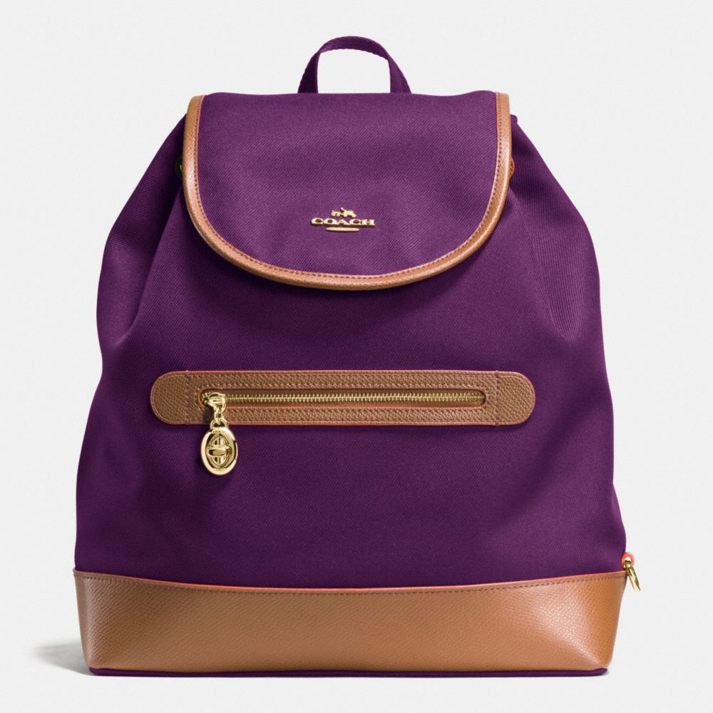 COACH F37240 Sawyer Backpack In Canvas IMITATION GOLD/PLUM