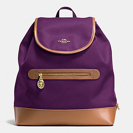 COACH f37240 SAWYER BACKPACK IN CANVAS IMITATION GOLD/PLUM