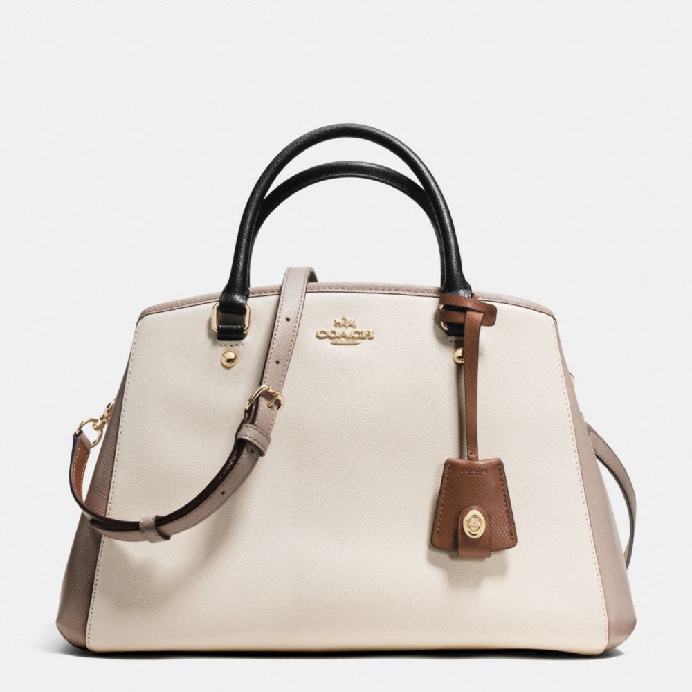 COACH F37248 Small Margot Carryall In Colorblock Leather IMITATION GOLD/CHALK/GREY BIRCH