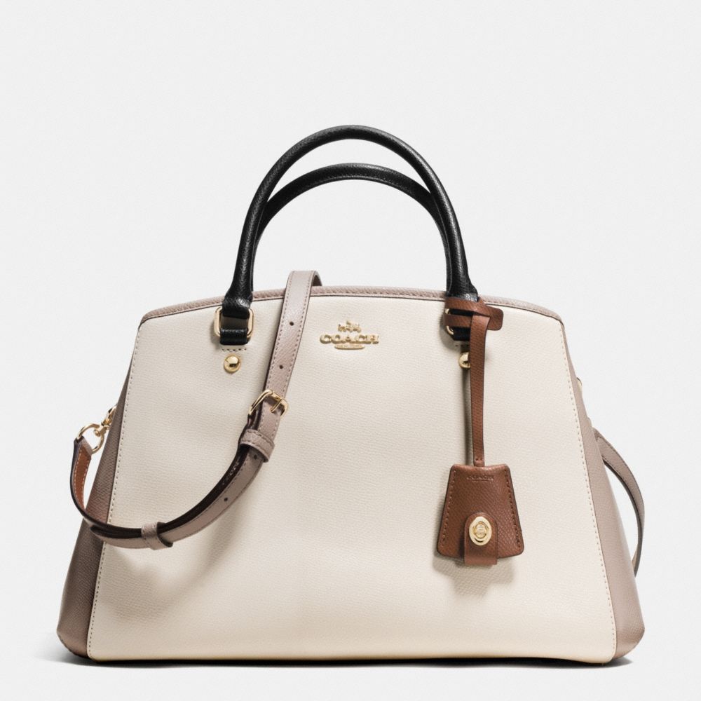 COACH SMALL MARGOT CARRYALL IN COLORBLOCK LEATHER - IMITATION GOLD/CHALK/GREY BIRCH - F37248