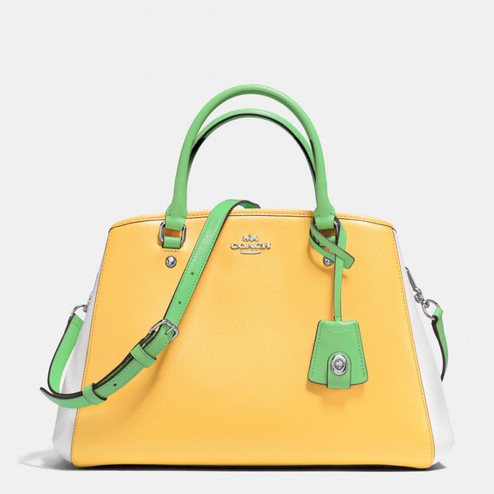 COACH F37248 Small Margot Carryall In Colorblock Leather SILVER/CANARY MULTI