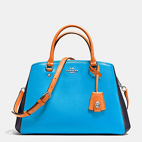 COACH SMALL MARGOT CARRYALL IN COLORBLOCK LEATHER - SILVER/AZURE MULTI - f37248