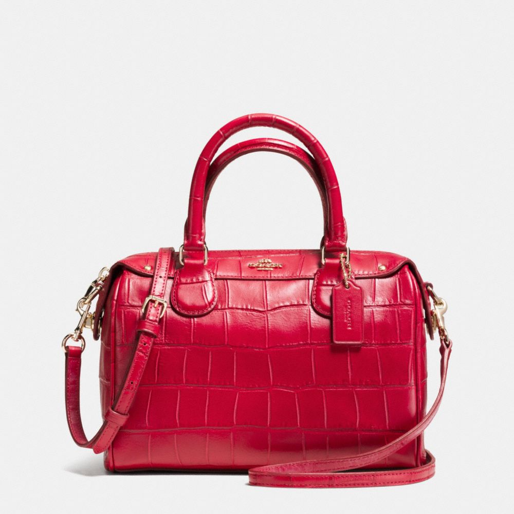 MINI BENNETT SATCHEL IN CROC EMBOSSED LEATHER - IMITATION GOLD/CLASSIC RED - COACH F37259