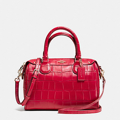 COACH f37259 MINI BENNETT SATCHEL IN CROC EMBOSSED LEATHER IMITATION GOLD/CLASSIC RED