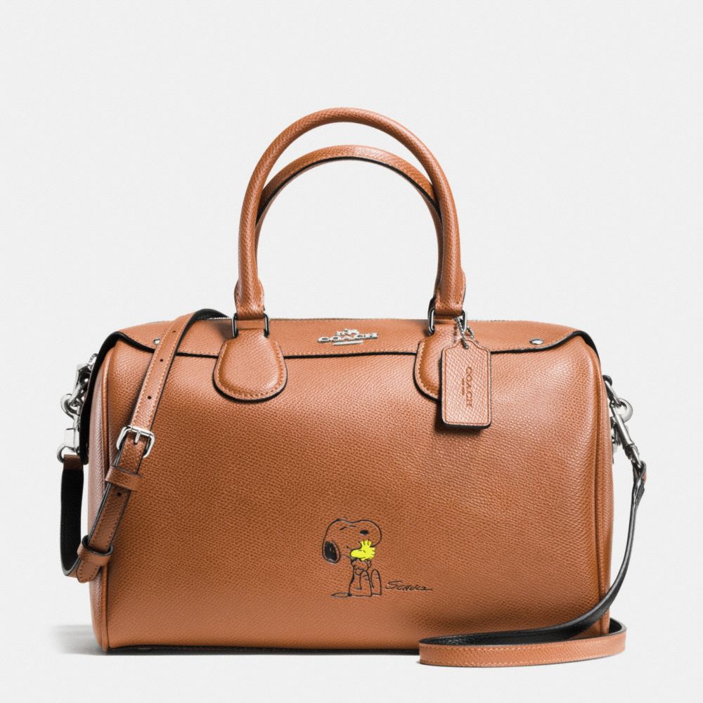 COACH X PEANUTS BENNETT SATCHEL IN CALF LEATHER - SILVER/SADDLE - COACH F37271