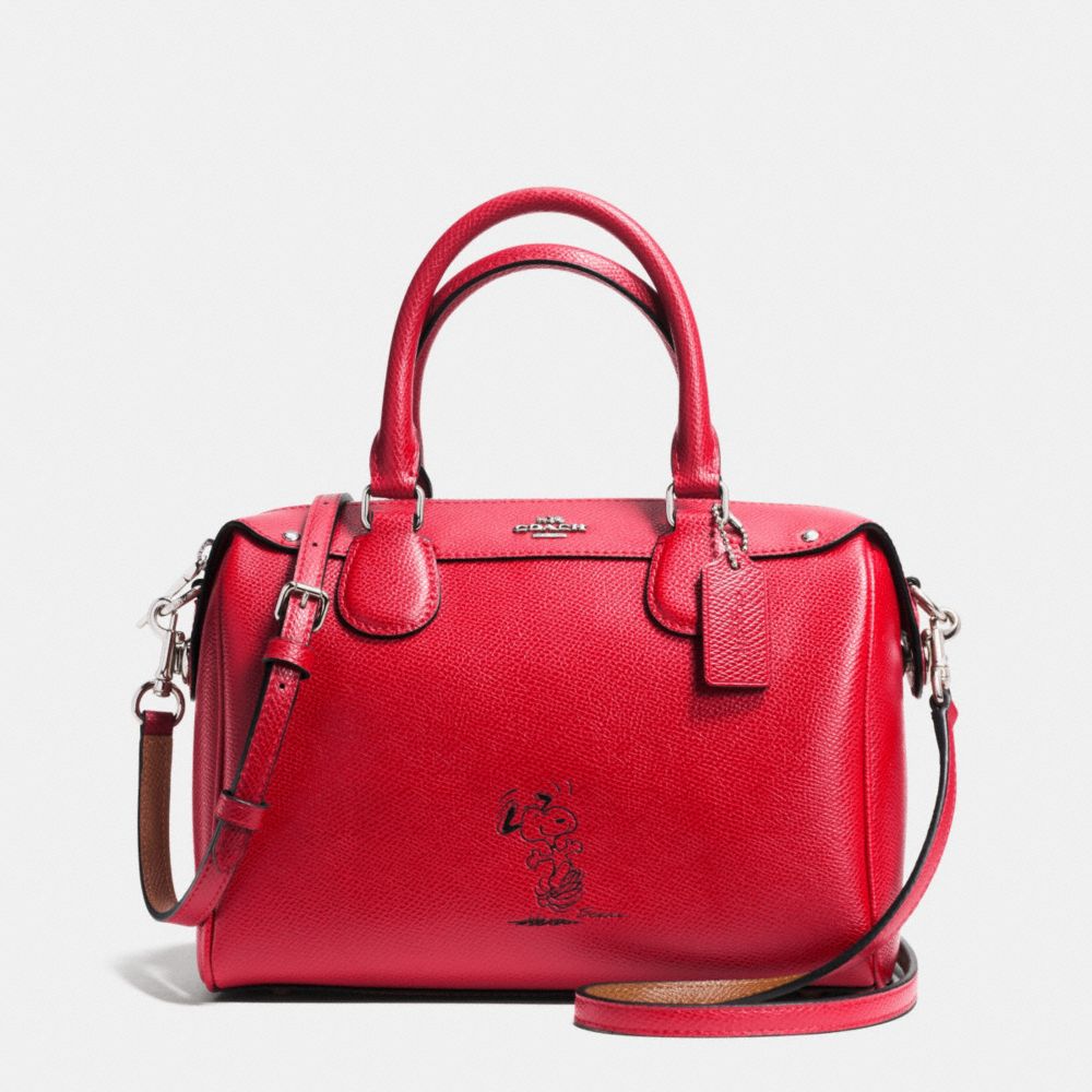 COACH COACH X PEANUTS MINI BENNETT SATCHEL IN CALF LEATHER - SILVER/CLASSIC RED - f37272