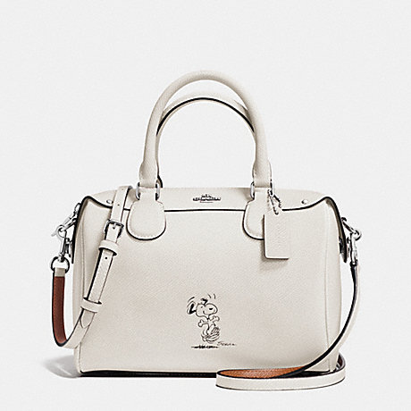 COACH F37272 COACH X PEANUTS MINI BENNETT SATCHEL IN CALF LEATHER SILVER/CHALK