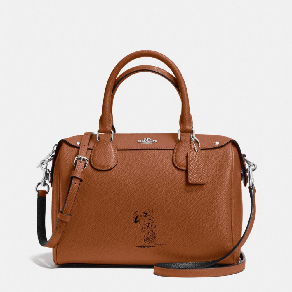 COACH X PEANUTS MINI BENNETT SATCHEL IN CALF LEATHER - SILVER/SADDLE - COACH F37272