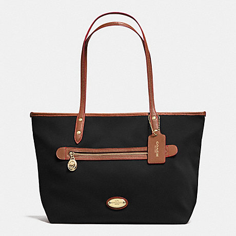 COACH TOTE IN POLYESTER TWILL - IMITATION GOLD/BLACK F37336 - f37336