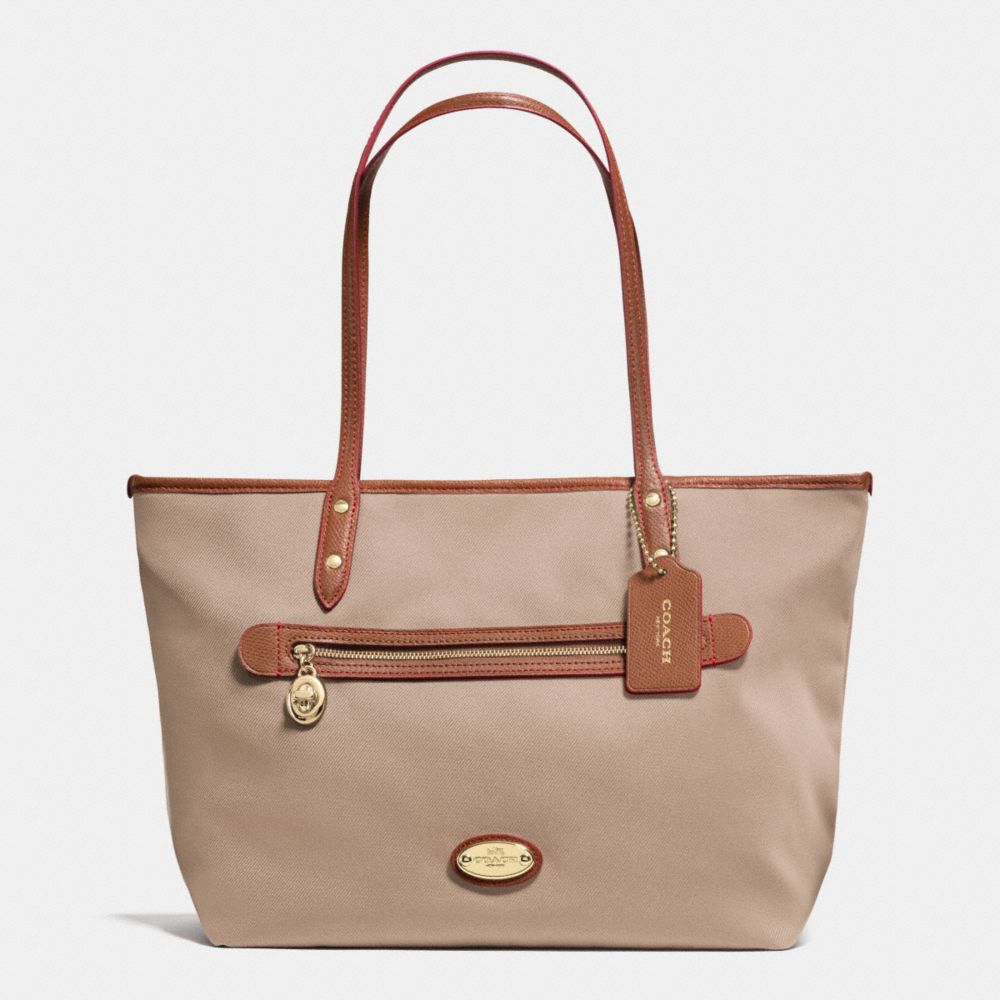TOTE IN POLYESTER TWILL - LIGHT GOLD/STONE - COACH F37336