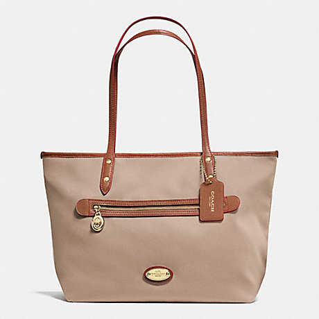 COACH TOTE IN POLYESTER TWILL - LIGHT GOLD/STONE - f37336