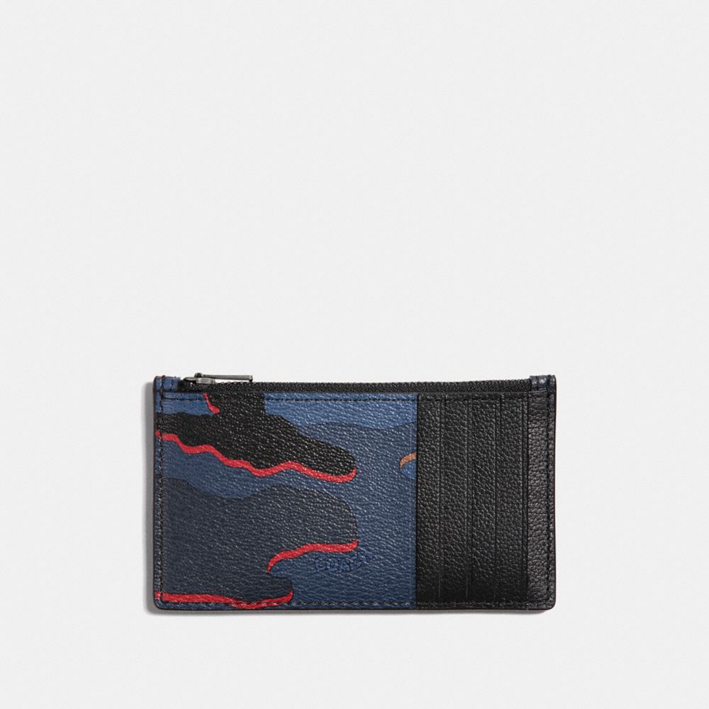 COACH Flat Card Case Camo Leather